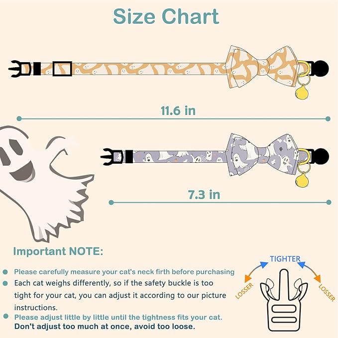 Faygarsle 2 Pack Halloween Breakaway Cat Collar Collection Ghosts Pattern Cute - Image 2