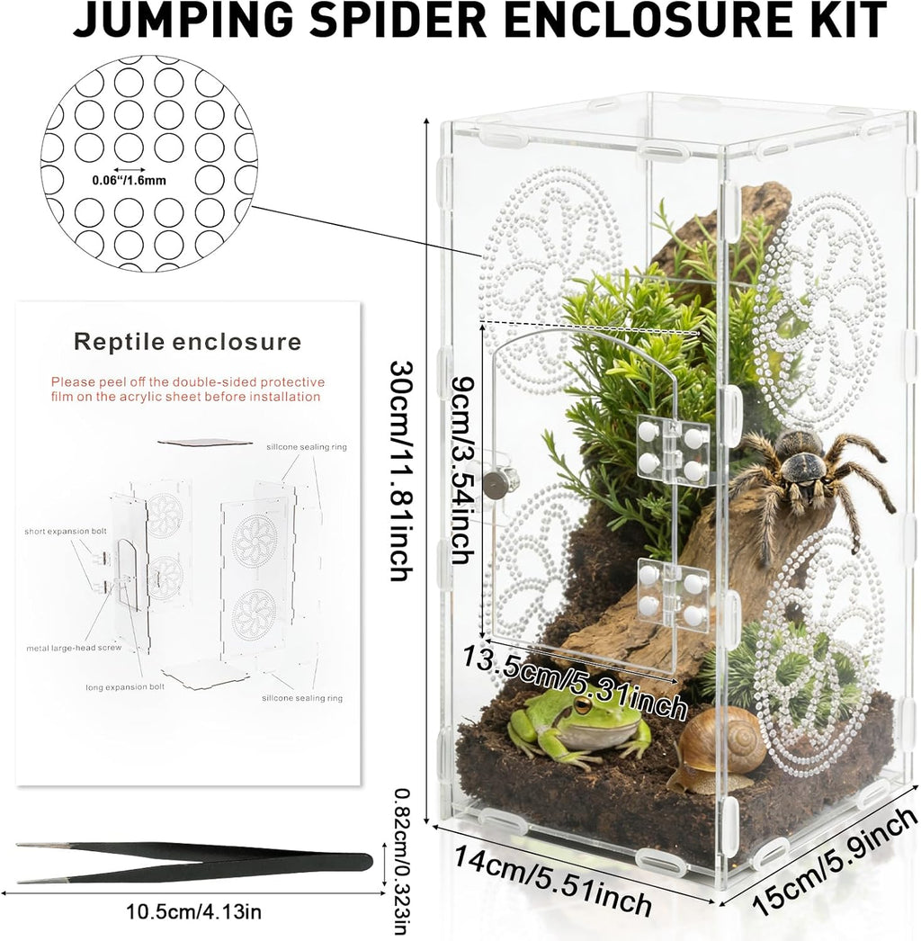 11.8"x5.5"x5.9" Jumping Spider Enclosure with Front Door