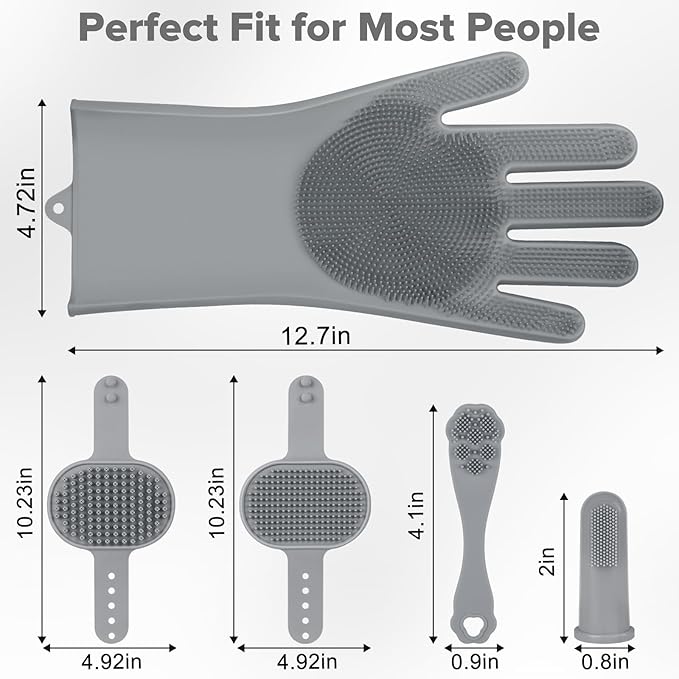 6PCS Pet Grooming Kit for Dogs, Cats and Horses | Dog Washing Gloves | Dog Bath - Image 7
