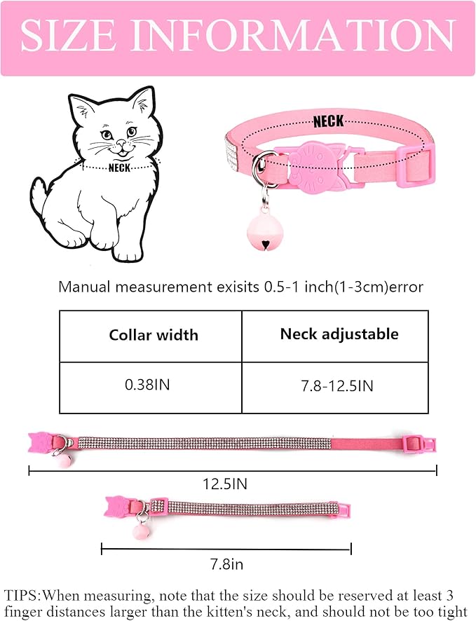 Cat Collars for Girl Cats with Rhinestone Soft Velvet, Breakaway Cat Collars - Image 5
