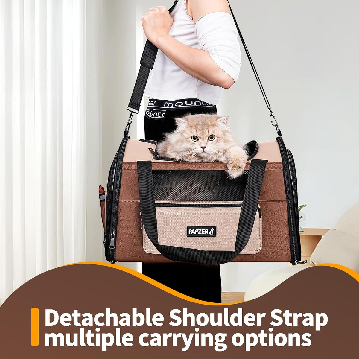 Collapsible Small Pet Carrier for Cat 15 lbs with Fashion Pocket Travel Bag