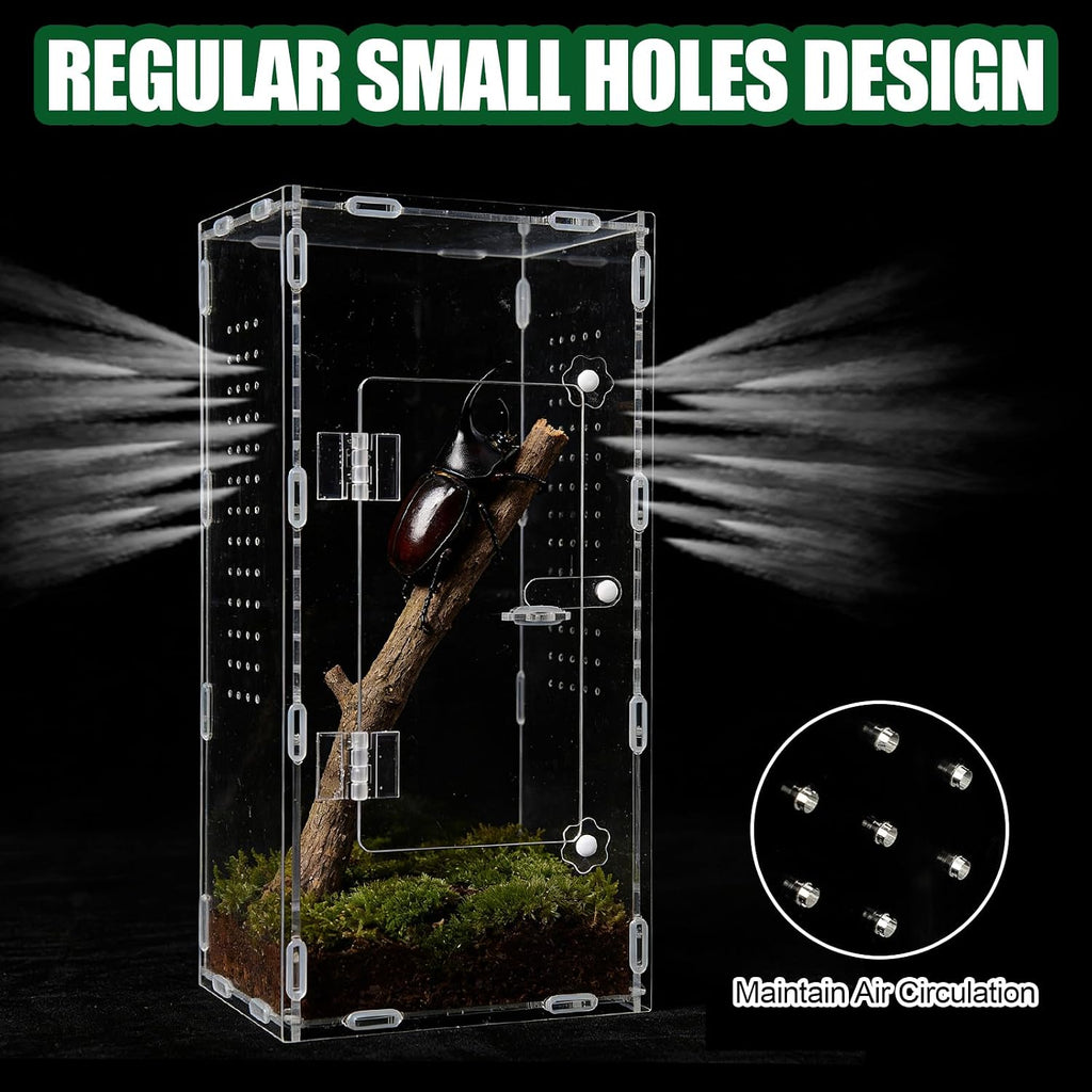 Tall Jumping Spider Enclosure, 6×6×11 in Front Opening Enclosure