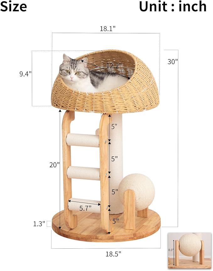 Wood Cat Tree for Large Cats, Modern Cat Tree Tower - Image 10