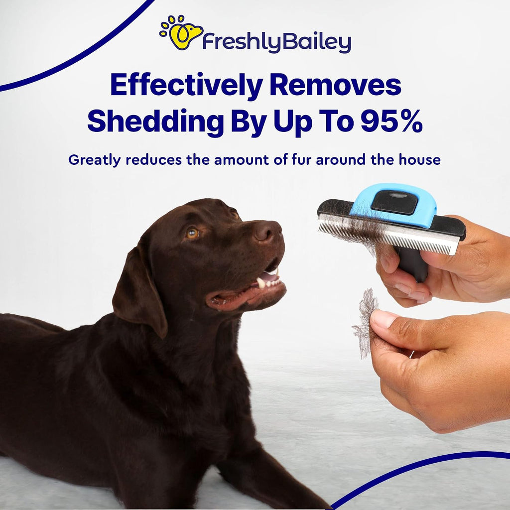 Self Cleaning Slicker Brush and Deshedding Tool For Short Haired Cats and Dogs