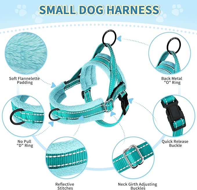 SlowTon No Pull Small Dog Harness and Leash Set, Puppy Soft Vest Harness Neck & - Image 7