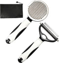 2Pc Dematting Rake & Self-Cleaning Slicker Brush for Dogs Cats