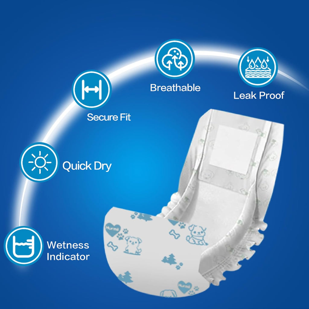 Dog Diapers Male 50Ct Disposable Super Absorbent with Wetness Indicator for Labrador,Golden Retriever, Husky,Border Collie