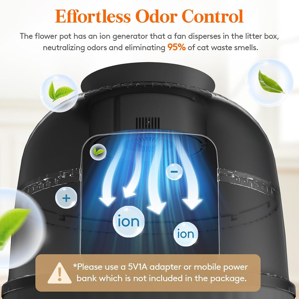 Lifewit Hidden Plant Cat Litter Box with Electric Odor Control System Black