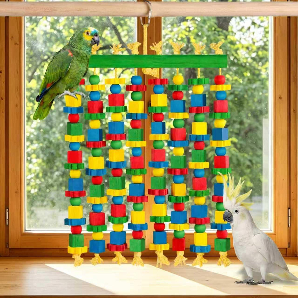 Large Parrot Toy, Natural Wood Bird Toys Bird Chewing Toys for Macaws, African Grey, Cockatoos, Amazon Parrots, Conures, Lovebirds, Budgies