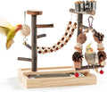 Bird Playground Wooden Parrot Stand Tabletop Parrot Play Gym