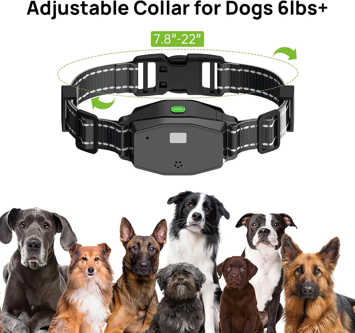 Dog Training Collar with Remote, 3-in-1 Electronic Dog Training & Bark Collar with Beep Vibration Shock Modes, LED Light & Safety Lock, IPX7 Waterproof Rechargeable Collar for Medium Large Dogs