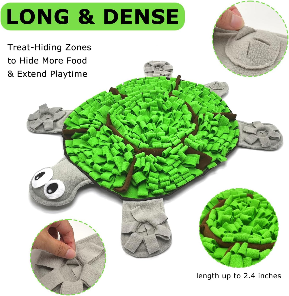 Snuffle Mat for Dogs, Tortoise-Themed Slow Feeder for Small/Middle/Large Breed, Durable Washable Portable Pet Feeding Mat, Nose Work Training Pad, Anxiety Relief & Mental Stimulation(M, Green)