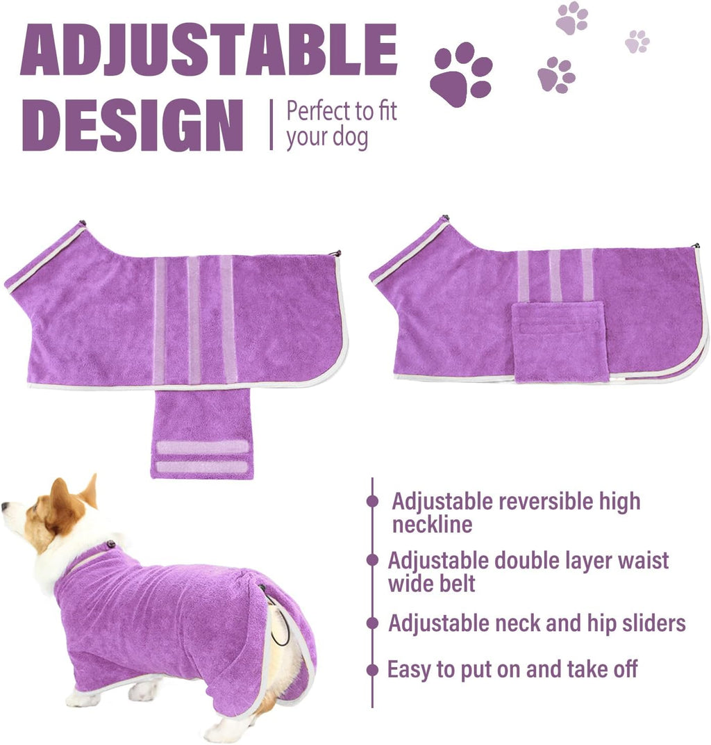 Dog Bathrobe Towel Dog Drying Coat Microfiber Absorbent Fast Drying Robes