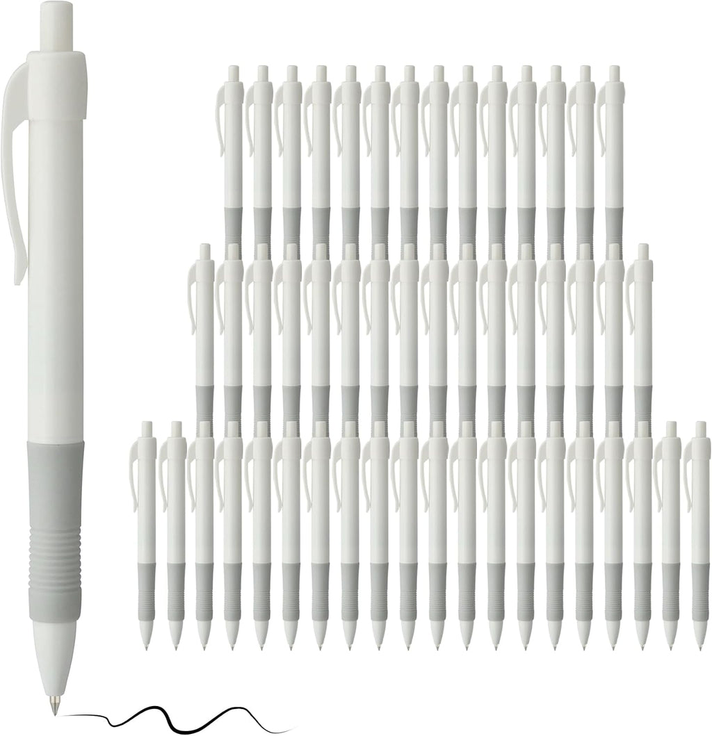 deegtran Pens Bulk, 50 Pack No Bleed Black Ink Click Pens with Soft Grip, Wholesale Retractable Ballpoint Pens for Office School, Medium Point Smooth 1.0MM