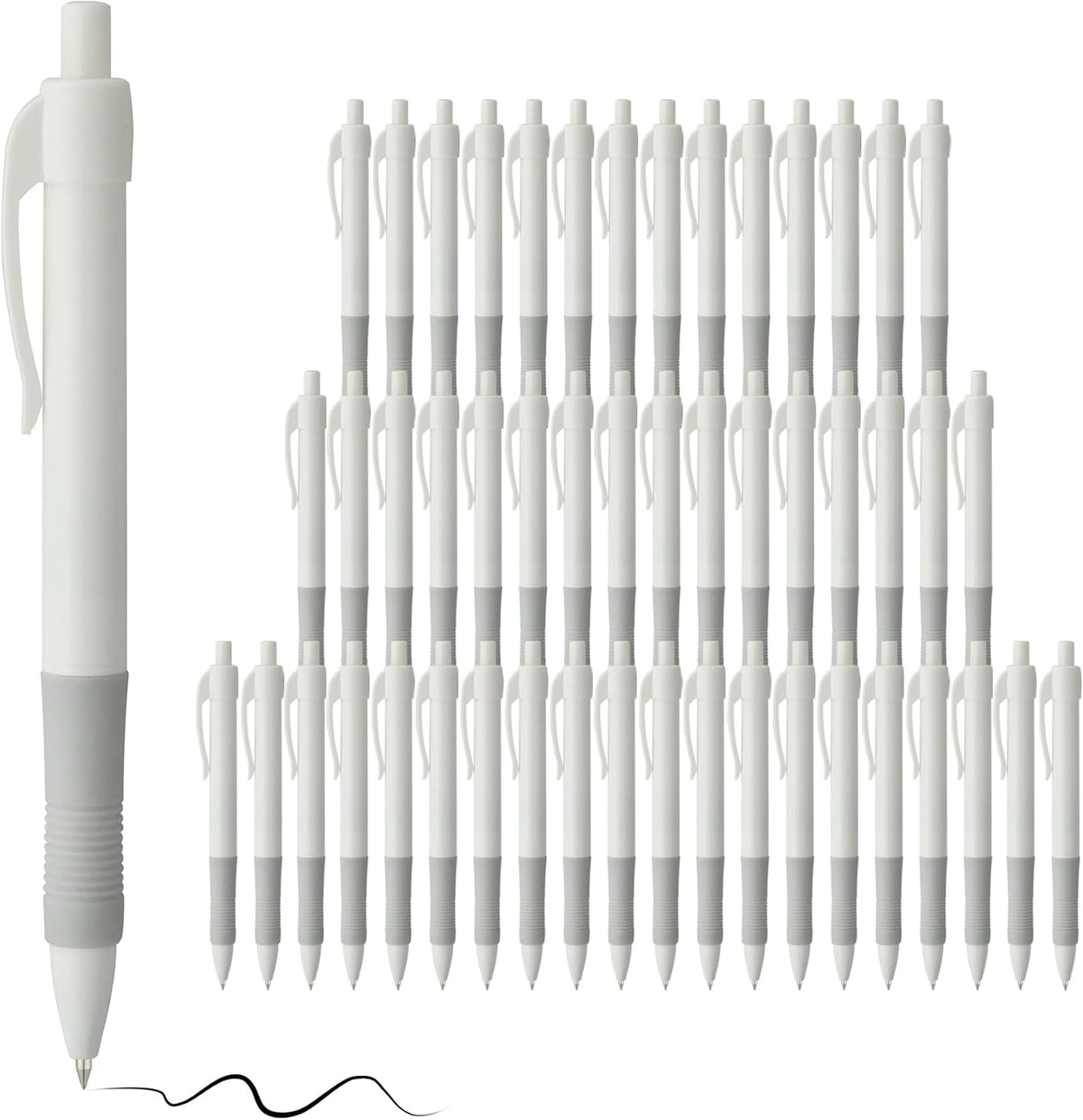 deegtran Pens Bulk, 50 Pack No Bleed Black Ink Click Pens with Soft Grip, Wholesale Retractable Ballpoint Pens for Office School, Medium Point Smooth 1.0MM