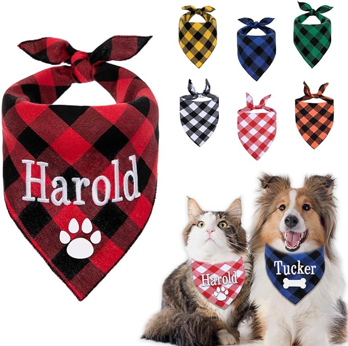 Personalized Dog Bandana Embroidered Name Custom Neckwear Dog Scarf Triangle by Ulicoprofessionalpersonalized