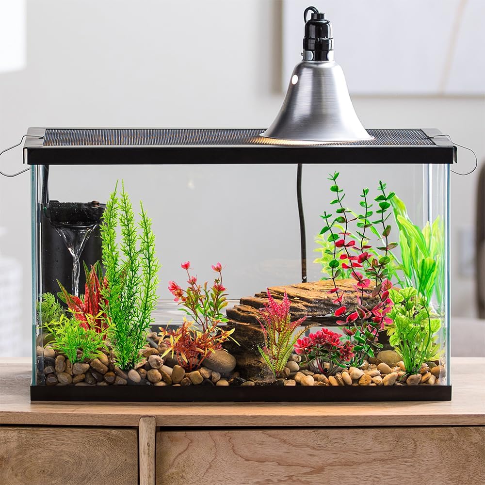 18Pcs Plastic Aquarium Plants, Weighted Base, Red Green Fish Tank Decor