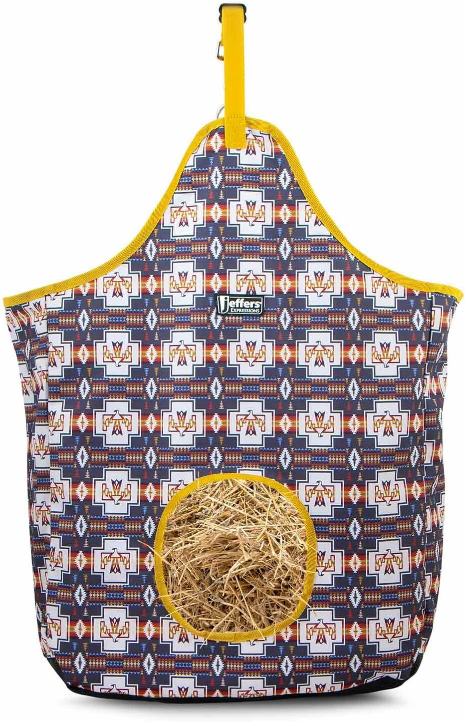 Jeffers Expression Top Loading Hay Bag for Horses & Livestock – Durable 600 Denier Hanging Hay Feeder, Water Resistant with Mesh Bottom, Easy Hanging Snap for Stall, Trailer, Travel, Equestrian Toile