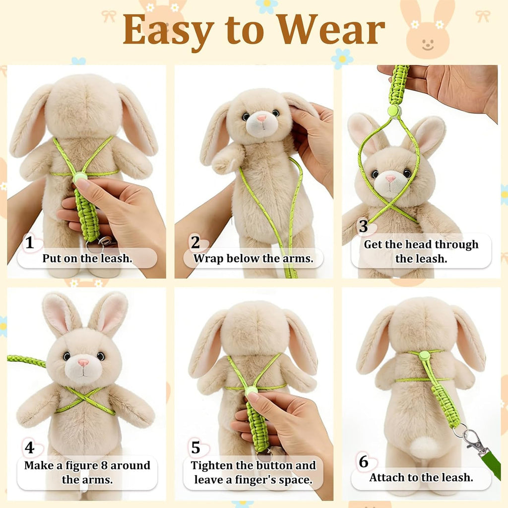 Handmade Figure 8 Harness and Leash for Ferrets,4 PCS Escape Proof Bunny Harness Vest for Pet Running Walk Jogging Bunny Kitten Ferret and Other Small Pet