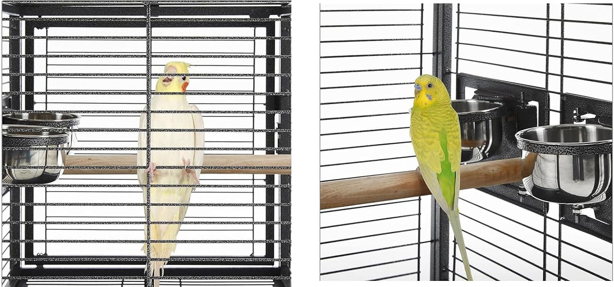 Deluxe Portable Durable Wrought Iron Bite-Proof Bird Travel Parrot Vet Carrier Cage Prevent Beaks Out Pet Products for Parrots Conures Cockatiel Amazon African Grey Include Cage Cover