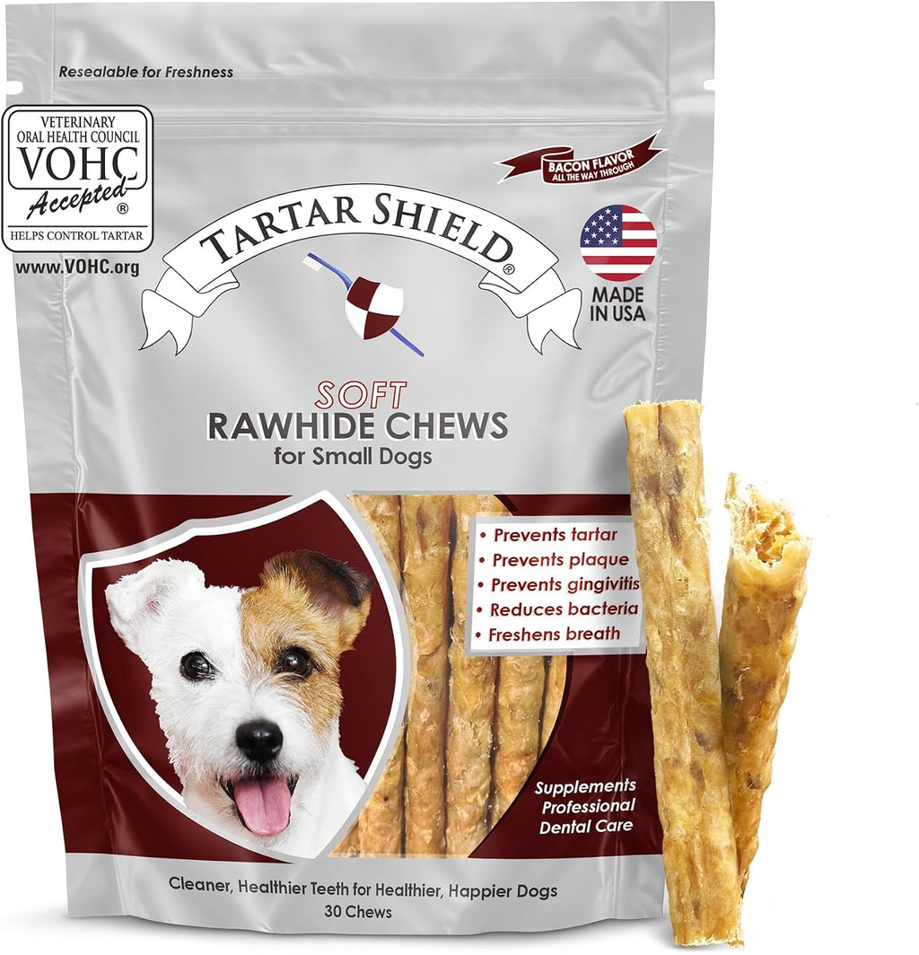 Tartar Shield® Soft Rawhide Dental Chews, Small Dogs, VOHC Accepted, 30 ct