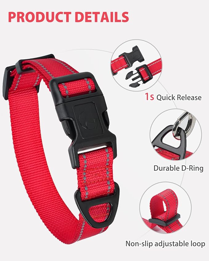 Joytale Small Dog Collar, Reflective and Adjustable Nylon Collar - Image 4
