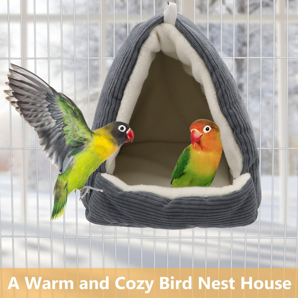 Winter Warm Bird Bed House for Cage, Hanging Hammock, Gray