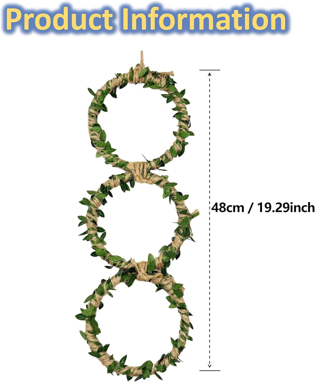 3-Tier Snake Climbing Rings for Ball Python - Natural Jungle Vine Enclosure Accessories, Reptile Habitat Decor, Hanging Enrichment Toys for Corn Snakes, Geckos, and Small Lizards