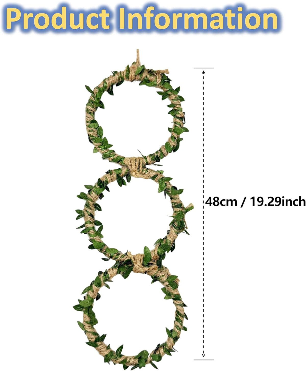 3-Tier Snake Climbing Rings for Ball Python - Natural Jungle Vine Enclosure Accessories, Reptile Habitat Decor, Hanging Enrichment Toys for Corn Snakes, Geckos, and Small Lizards