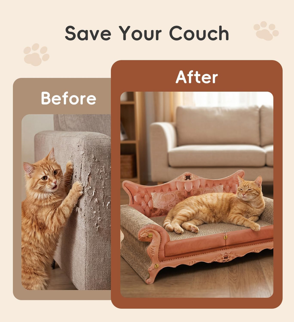 Cat Couch Scratcher, Long Lasting Scartching Pads for Indoor Cats