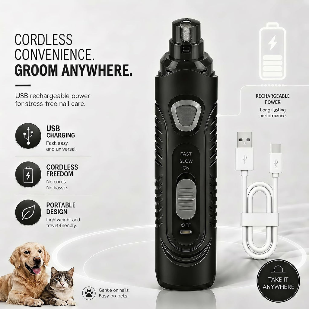 Dog Nail Grinder Whisper Quiet LED & Safe for Sensitive Dogs Cats