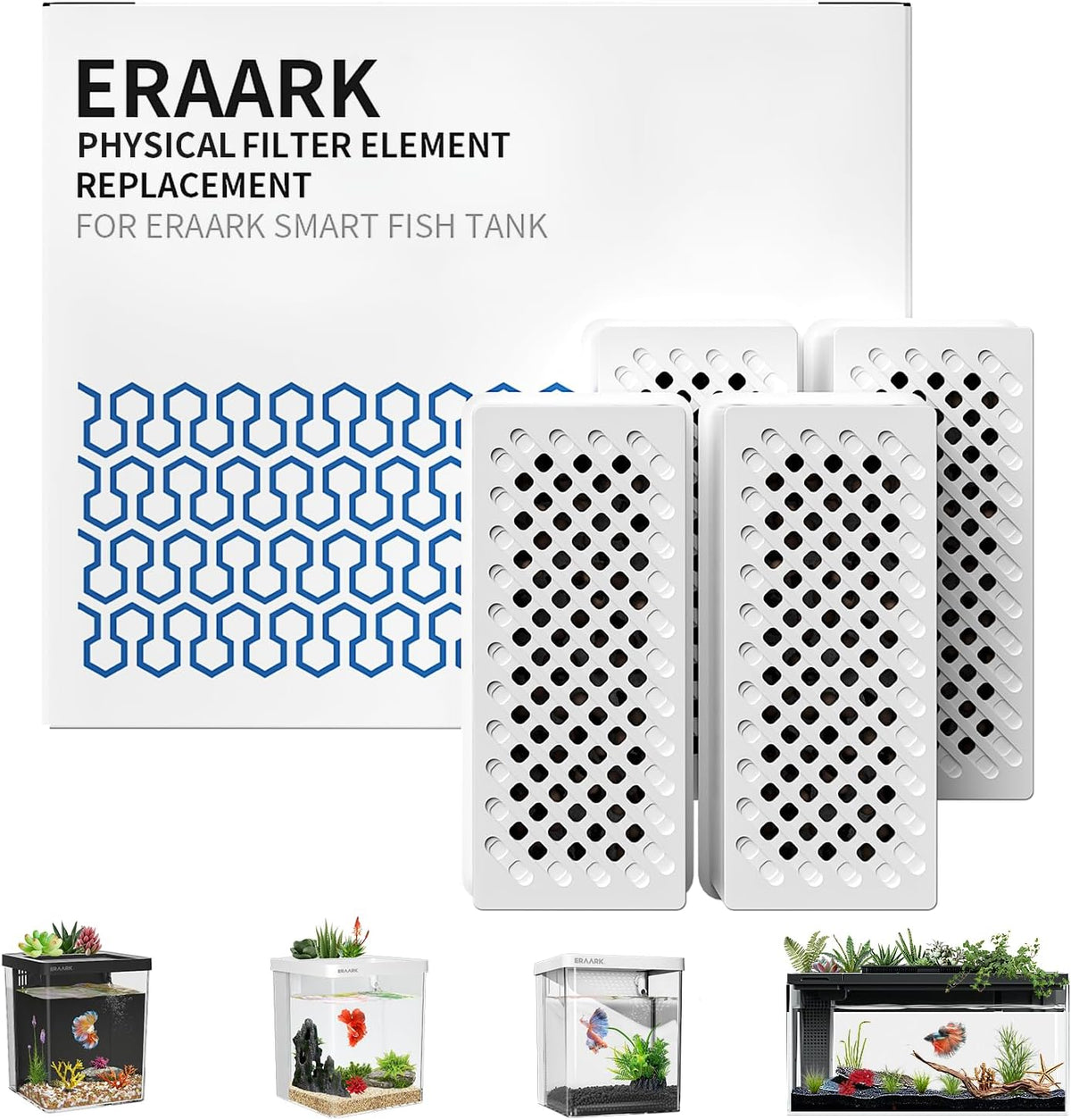 ERAARK Filter Media Replacement Physical Filter cartridges smart Fish Tank 4-Pack (4pack Physical Filter)
