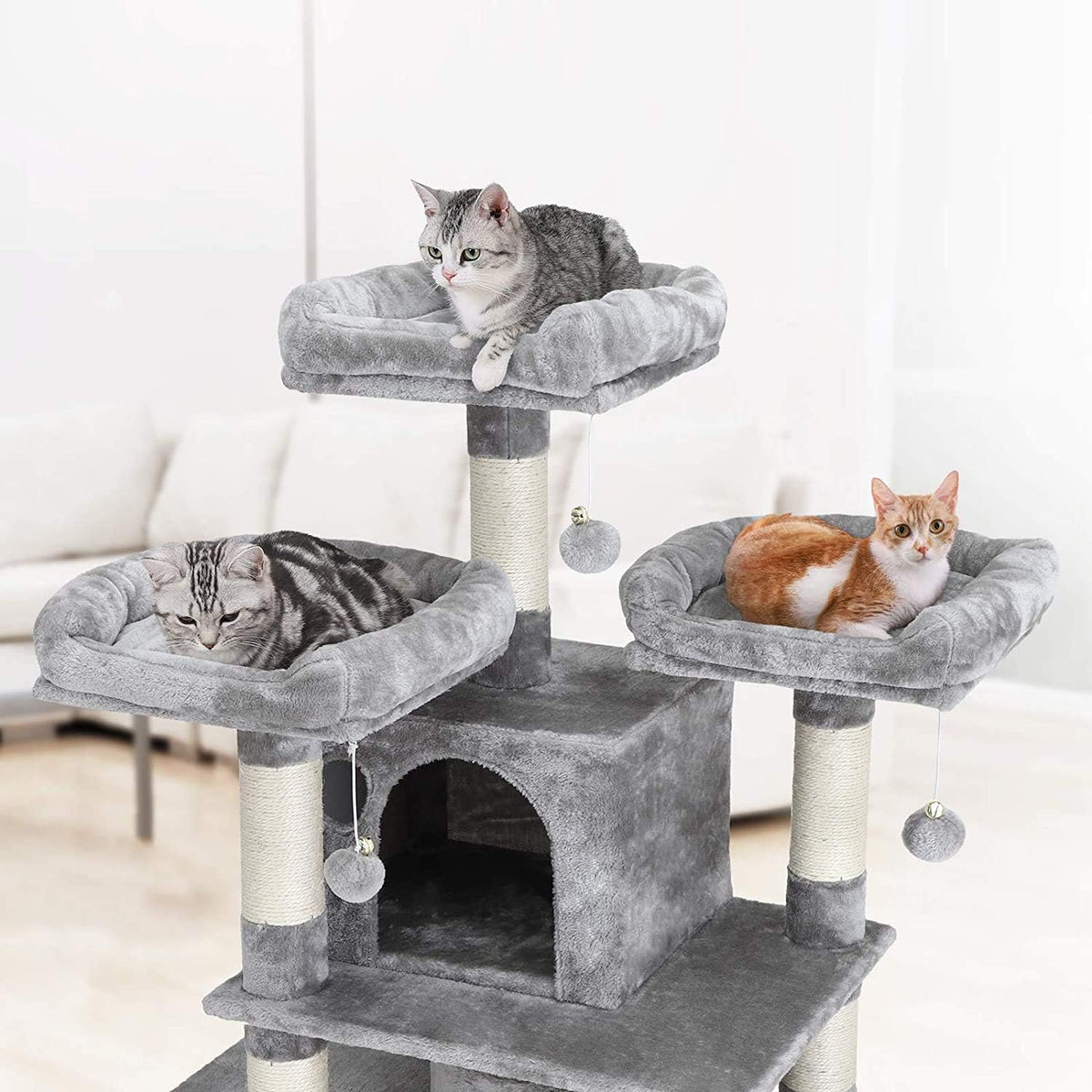 Feandrea 67.7-Inch Multi-Level Cat Tree for Large Cats, with Cozy Perches