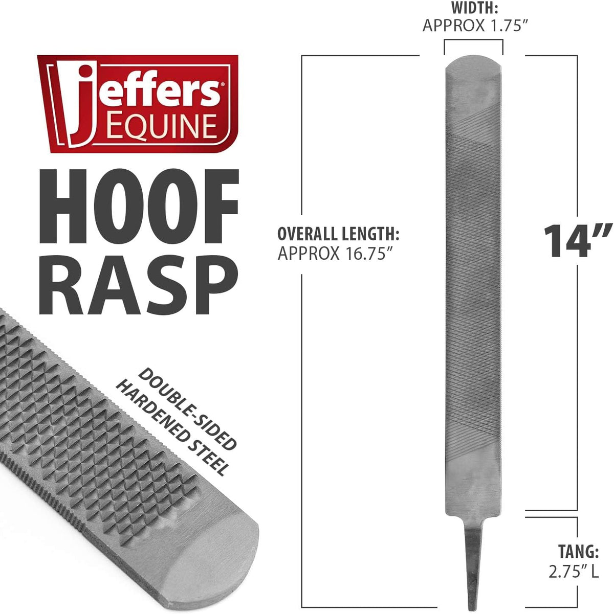 Jeffers Livestock Mini Hoof Rasp for Goats, Sheep, Pony, Mini Horses, Foals – 14" Ergonomic Steel Hoof Trimming Tool with 6 Teeth per Row – One Hand Use, Compact Farrier Hand Rasp