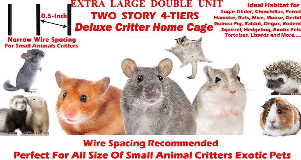 X-Large 31"x18.5"x53.5"H Deluxe Double Unit Small Animal Critter Cage