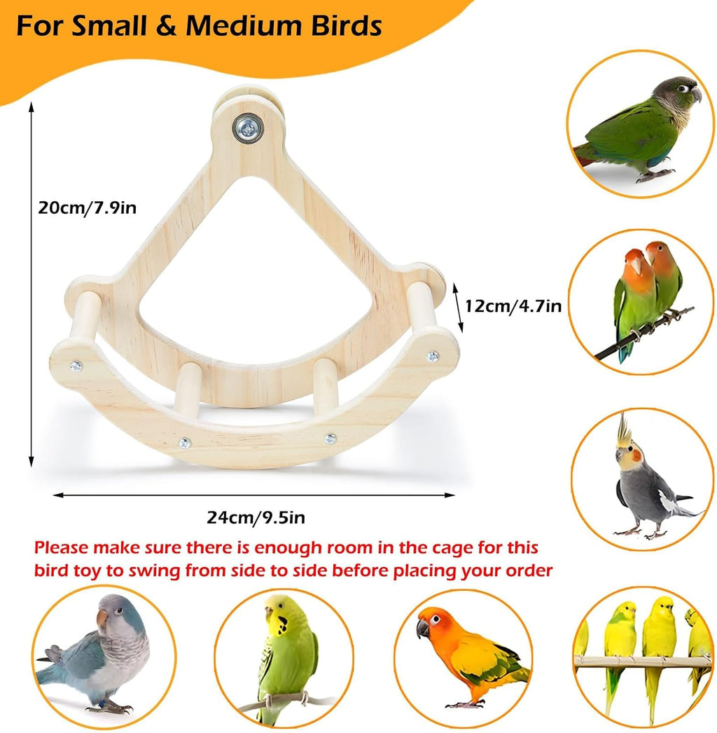 Bird Perch Toy, Wooden Interactive Rocking Parakeet Toys and Perches