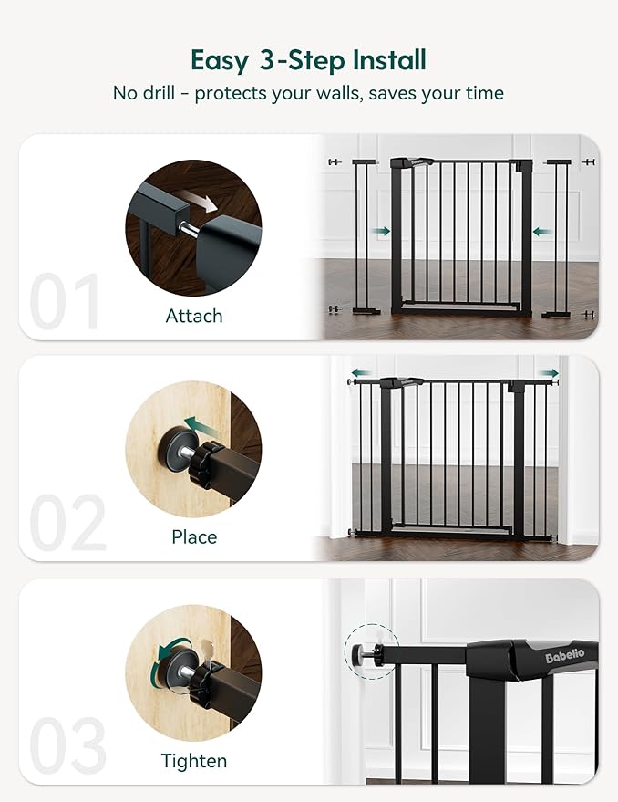 Babelio Baby Gate, 29-43" Auto-Close Easy Install Pet Gate, PressGuard P7 Extra - Image 7