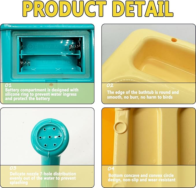 kathson Parrot Bathtub, Automatic Bird Shower Box, Bird Bathing Tub Pool Toy - Image 4