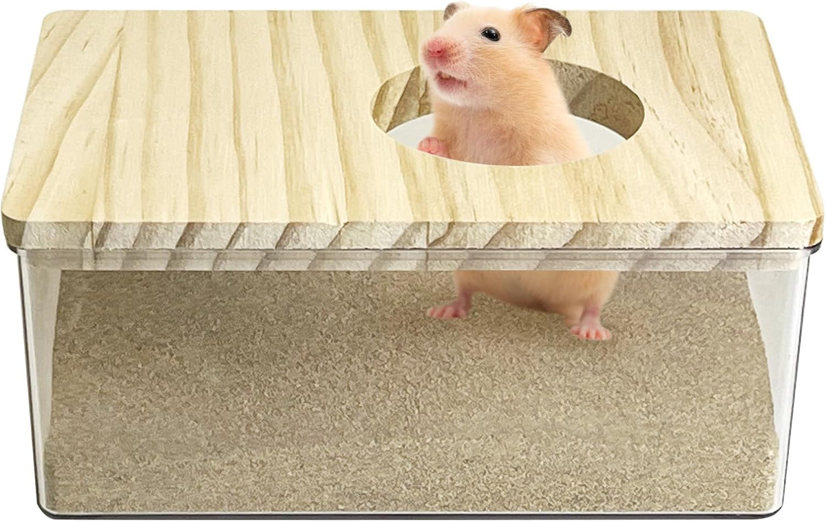 kathson Hamster Sand Bath Box Transparent Gerbil Bathroom & Digging Box Acrylic Small Syrian Hamster Litter Box Hamster Dust Bath Container Cage Accessories for Lemming Mice (Small Rectangle)