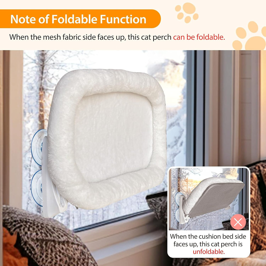 L&W BROS. Cat Window Perch Cushion Bed Hammock with 4 Updated Suction Cups Easy to Assemble Cat Window Bed for Heavy Large Cats (M 1Pc)