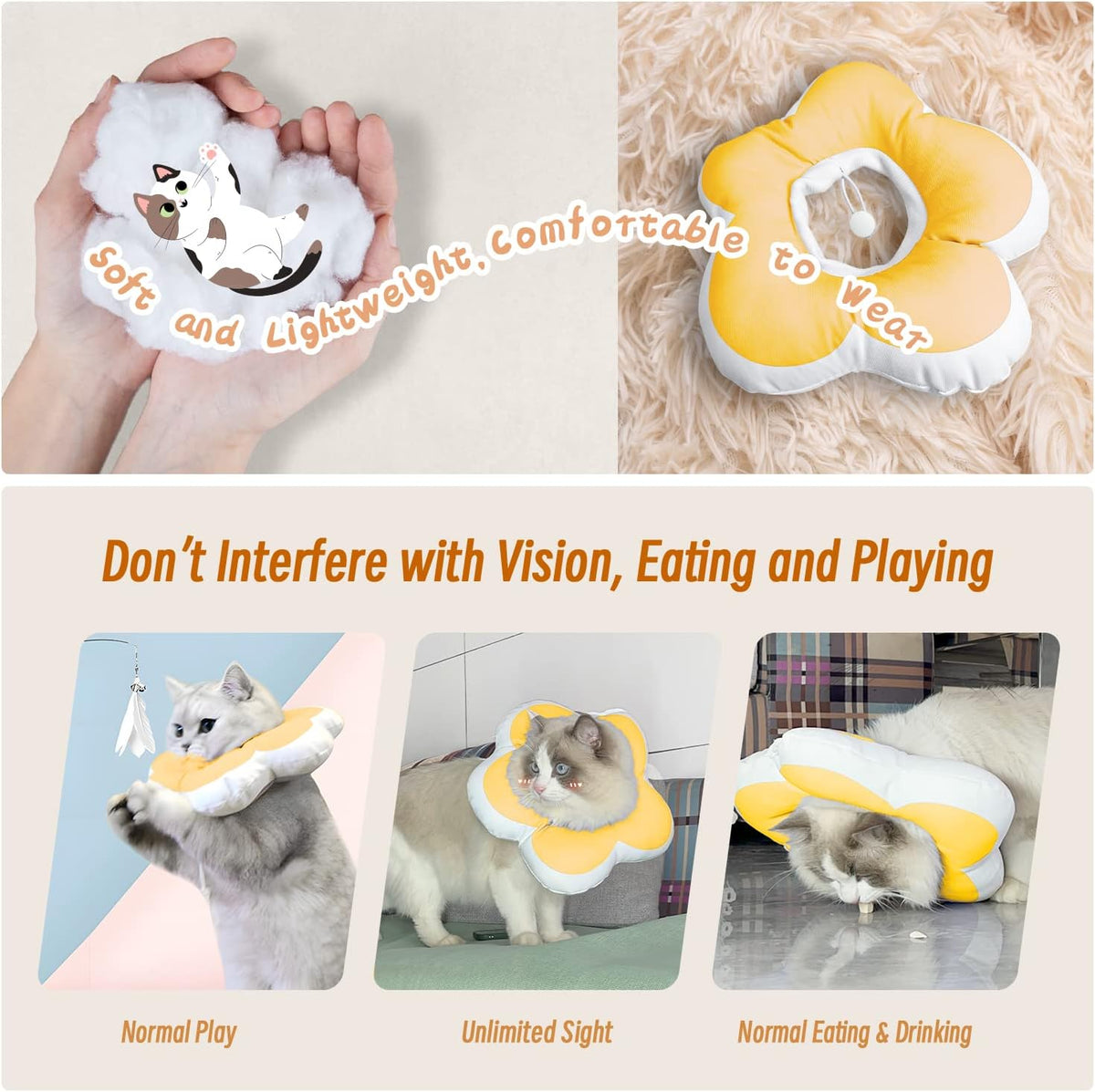 Cat Cone Collar,Cute Flower Waterproof Elizabethan e Collar for Cat and Small Dog Anti-Bite Lick Wound Healing Protective Neck Cone After Surgery Recovery Collar for Small Pet,All-Season Style