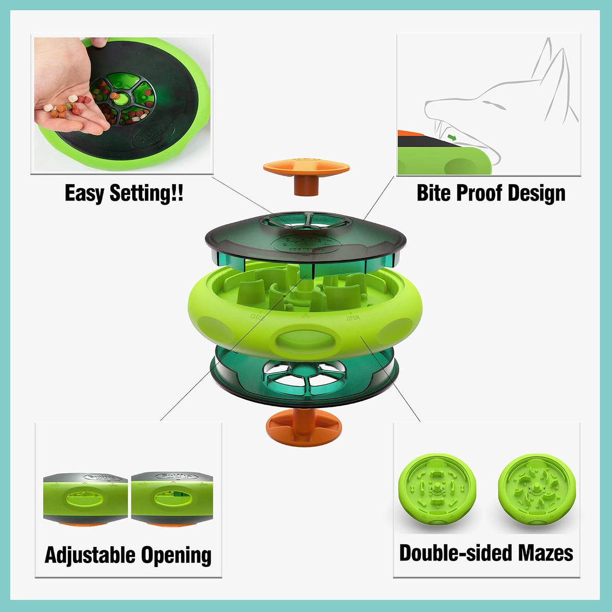 SmellyUFO Durable Interactive Treat Dispensing Puzzle/Enrichment Toy for Dogs - Mind Stimulating Food Game/Slow Feeder/Wobble Toy - from Small Puppies to Large Dogs