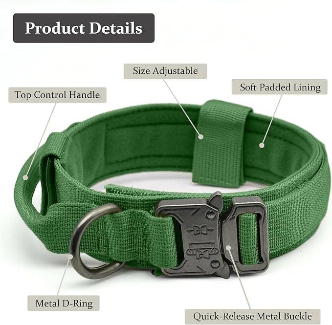Tactical Dog Collar, Adjustable Military Training Nylon Dog Collar - Image 2