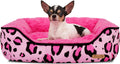 Rectangle Washable Dog Bed for Large, Medium & Small Dogs – Soft Calming Puppy Beds, Durable Warm Pet Sofa with Non-Slip Bottom for Indoor Use.Pink S Size (18.9"x18.9"x6.3")