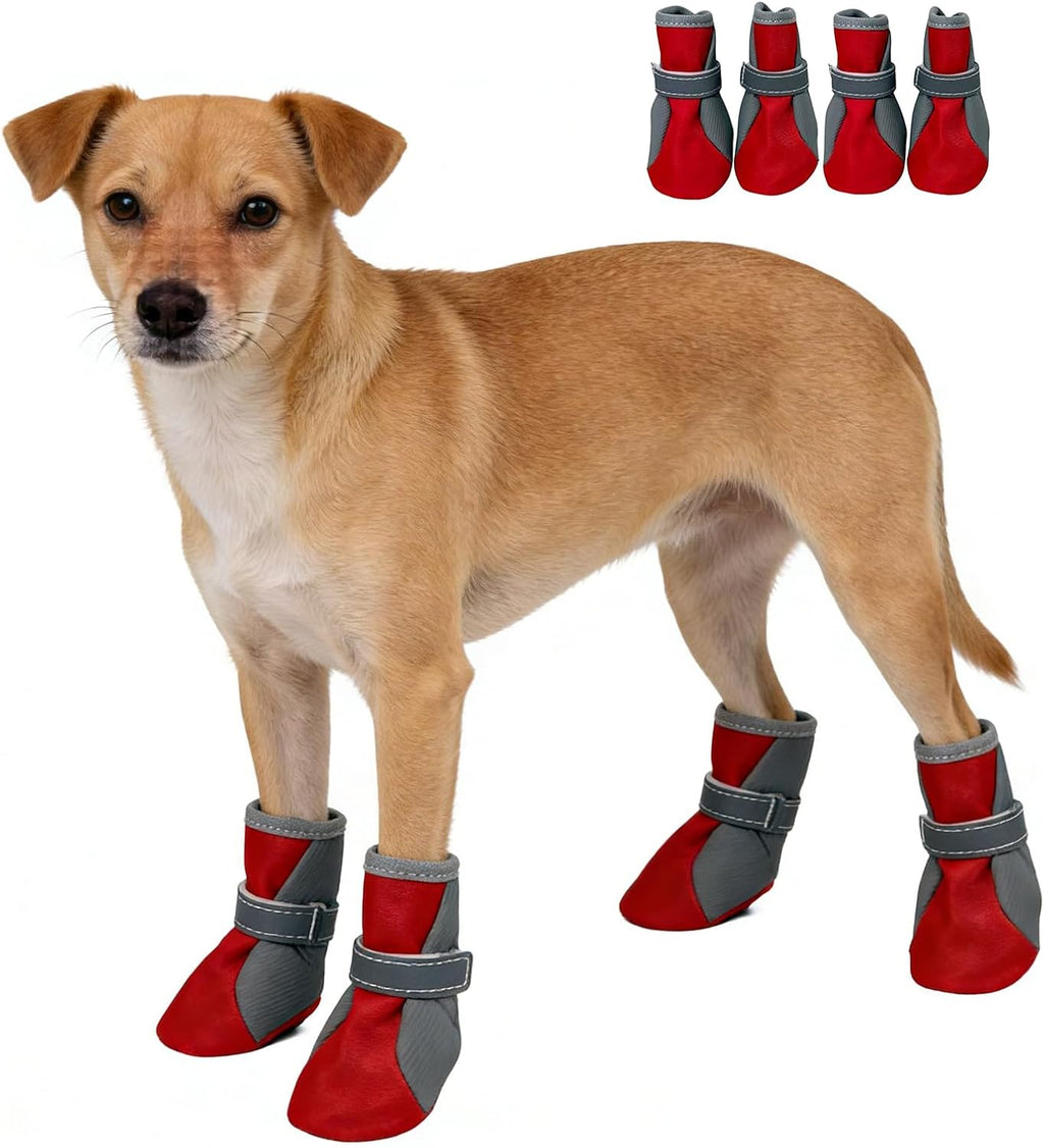 Waterproof Dog Shoes for Winter Rainy Snowy Day,Outdoor Pet Booties & Paw Protectors with Reflective Strip Anti-Slip Sole for Small Medium Dogs_#2(Brown)