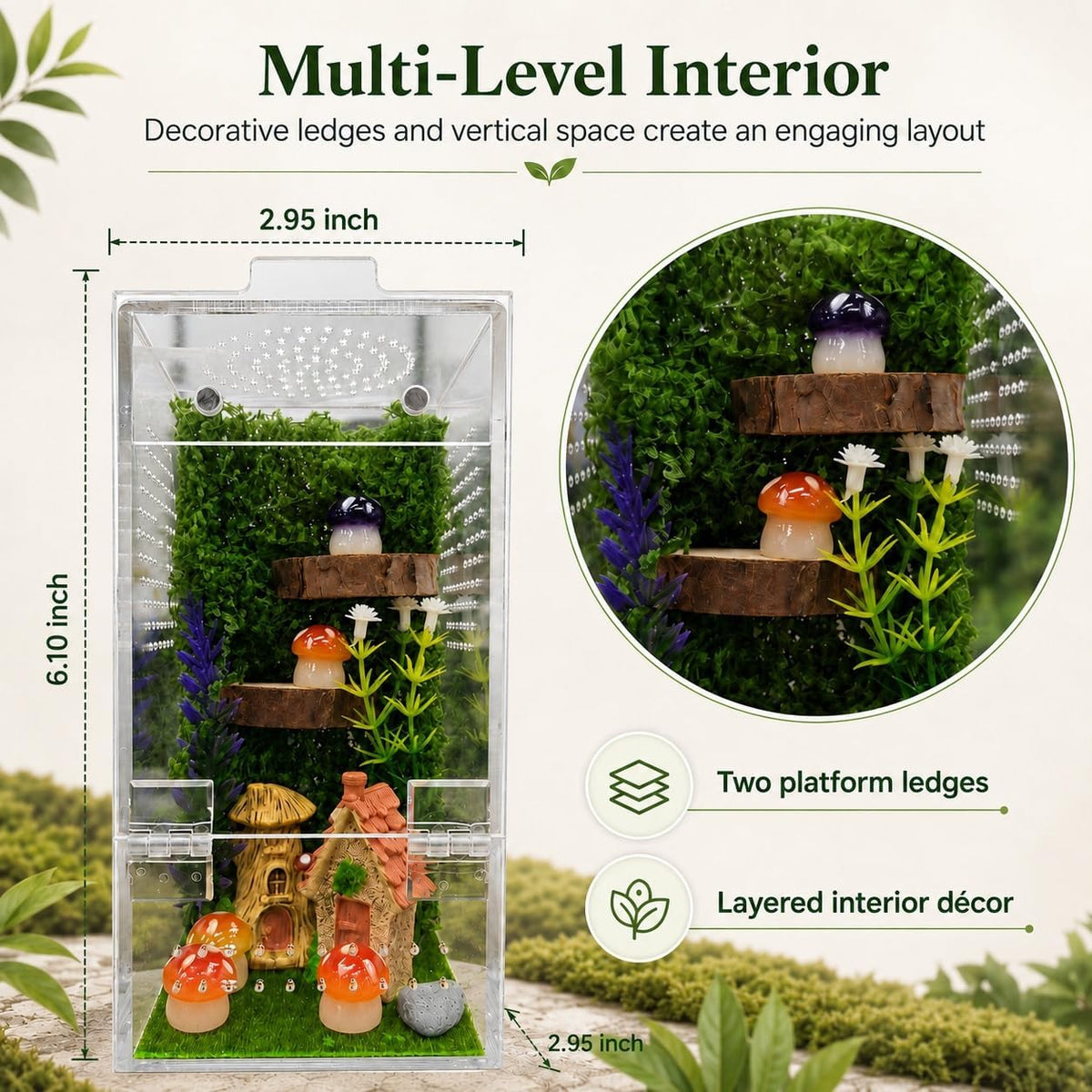 Jumping Spider Enclosure Kit, Escape-Proof Reptile Enclosure, Habitat for Spiderling, Mantis, Tarantula, Acrylic Terrarium with Magnetic Door Cribs Ventilation Spider House(Small)