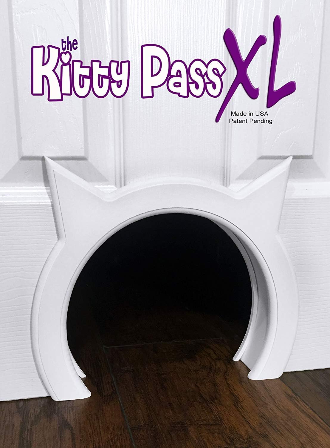 The Kitty Pass XL Cat Door for Interior Door - Cat Hole Kitty Door for Hidden Litter Box - Pet Door for Cats up to 30 lbs - Semi Gloss White Extra Large Cat Door Interior Door