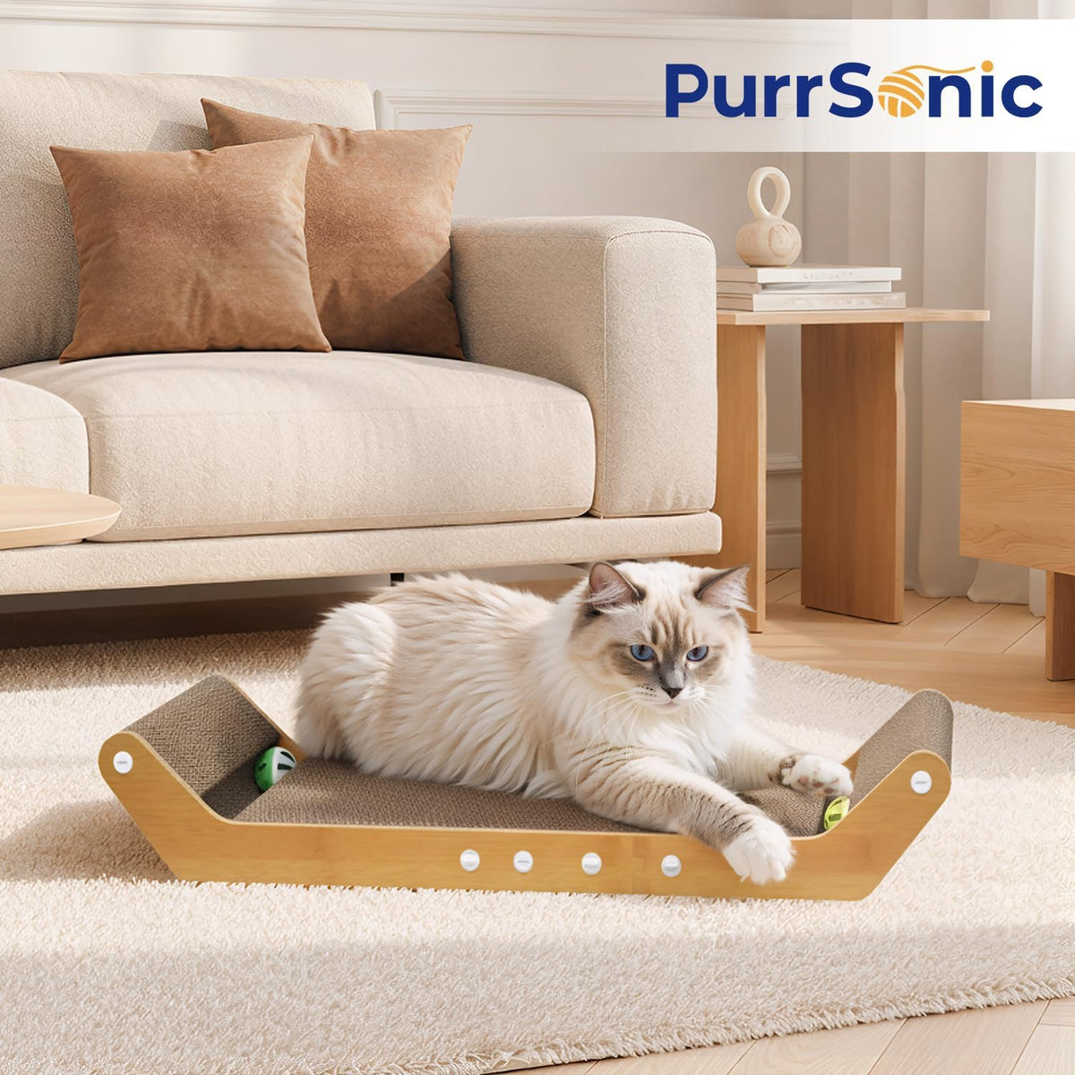 Cat Scratching Board Pad 24" Large Horizontal Bed with Ball Track