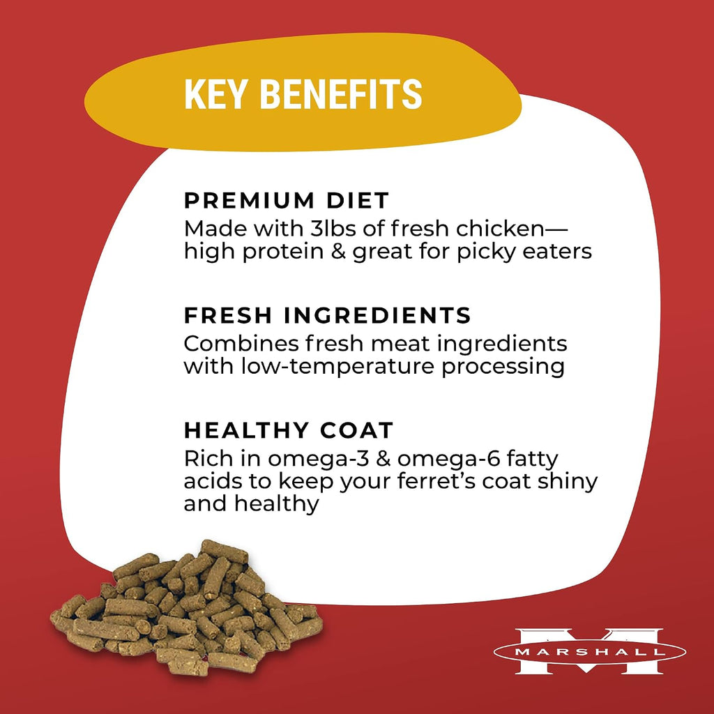 Marshall Select Chicken Formula Premium Ferret Diet – 4 lbs – Supports Digestion, Energy & Muscle Maintenance – Balanced Small Animal Food with Essential Nutrients