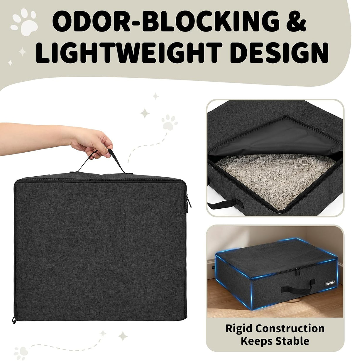 apollo walker Portable Cat Litter Box With Waterproof bag and Lid,Black
